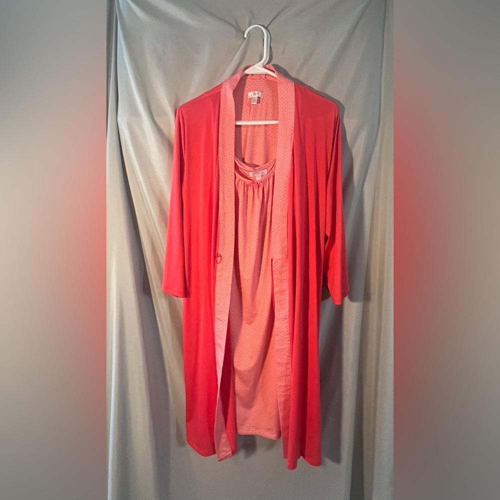 Secret Treasures Coral Robe and Nightgown Set